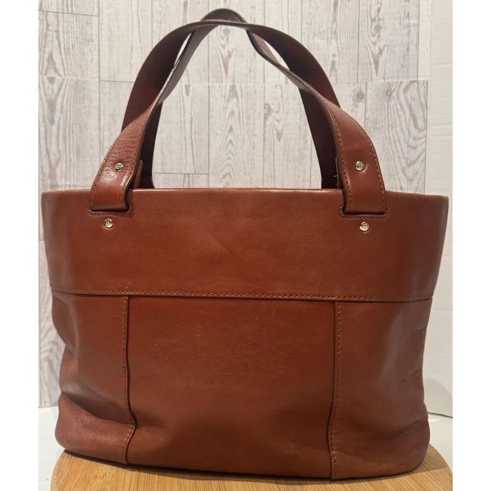 Vintage Kate Spade saddle brown leather tote Shoulder Bag purse Medium 15x10
